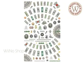 Money Adhesive Nail Art Sticker - 1 pc (F523)