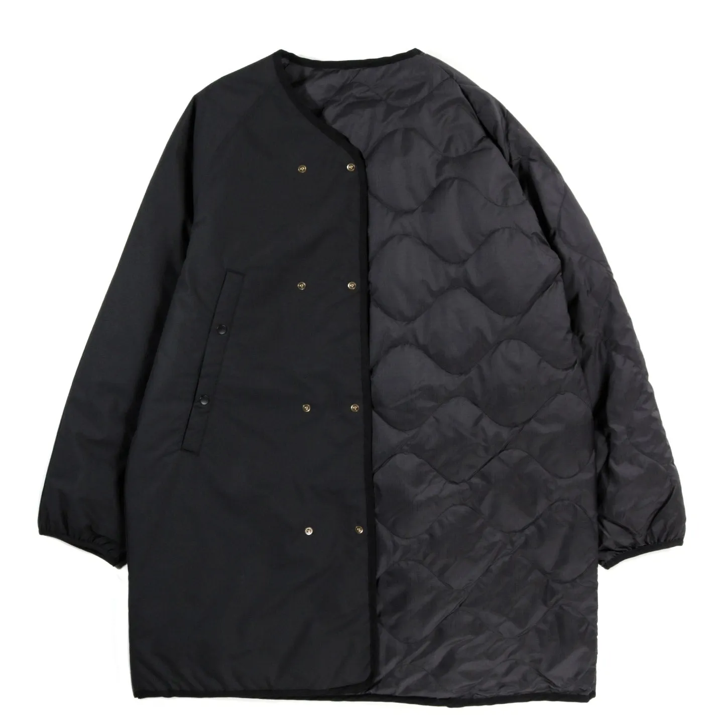 NANAMICA REVERSIBLE DOWN CARDIGAN COAT BLACK