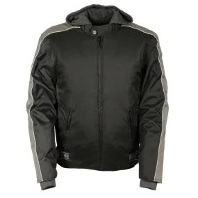 NexGen SH2034 Men's Black and Grey Nylon Racer Jacket with Hoodie