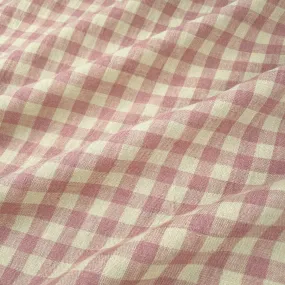 Nougat Laundered Linen Gingham Fabric in Pink & Cream