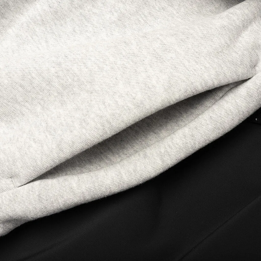 Nylon Fleece Hooded Sweater - Light Heather Grey/Jet Black