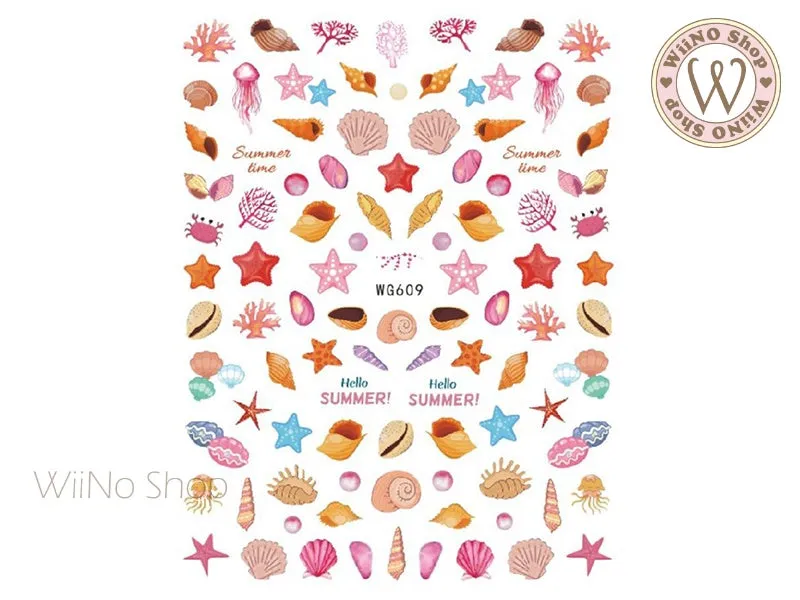 Pink Ocean Seashell Adhesive Nail Art Sticker - 1 pc (WG609)