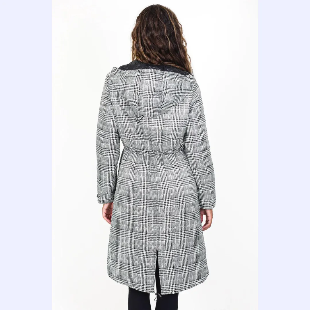 Plaid Long Toggle Trench Coat