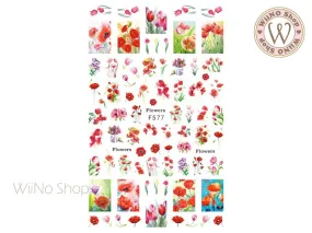 Poppy Flowers Adhesive Nail Art Sticker - 1 pc (F577)