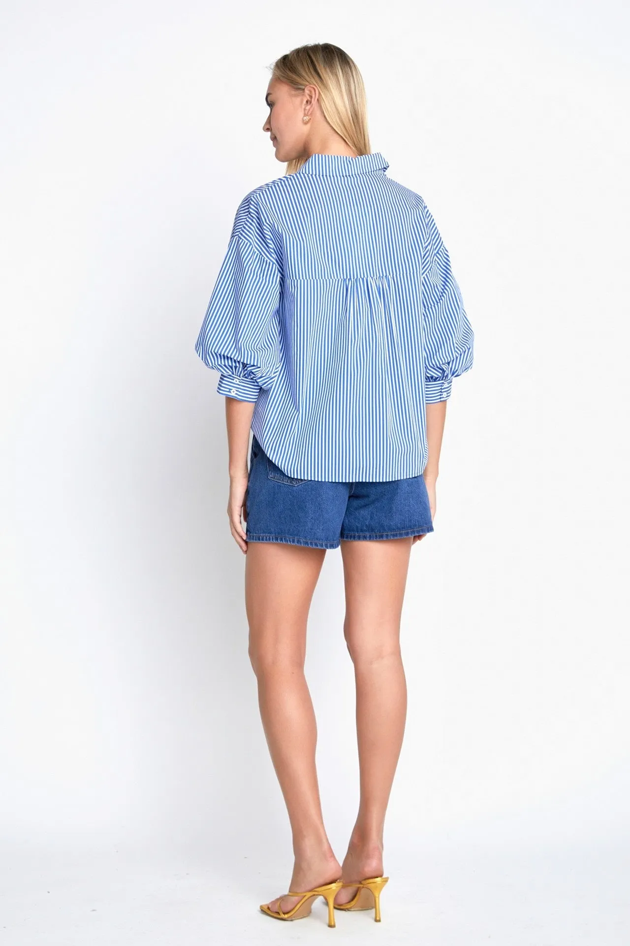 Puff Sleeve Button Up