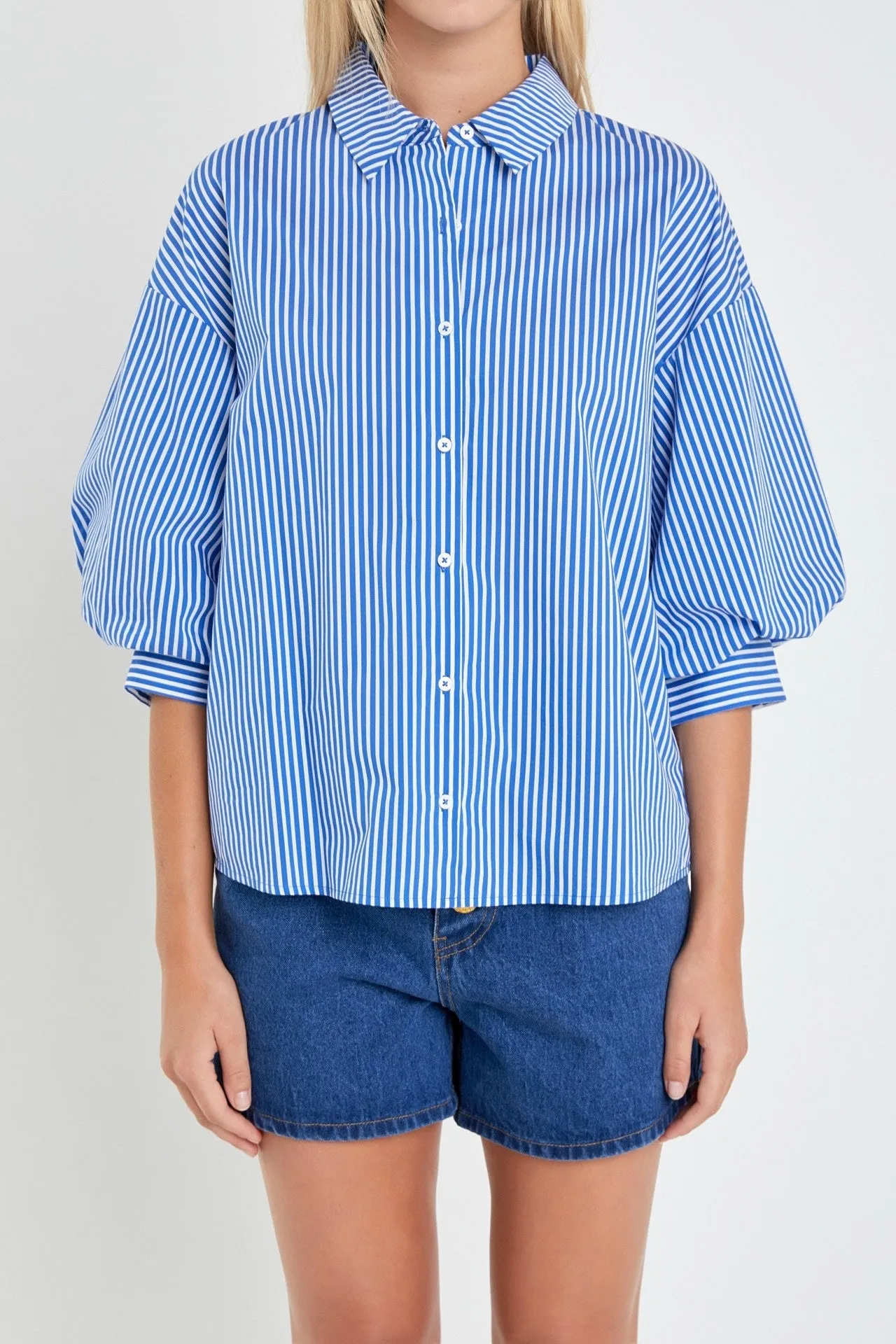 Puff Sleeve Button Up