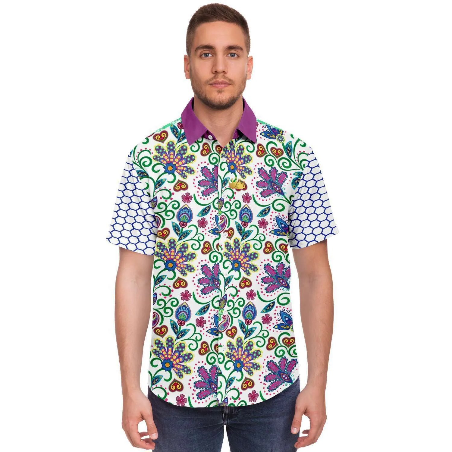 Purple Majesty Short Sleeve Button Down Shirt