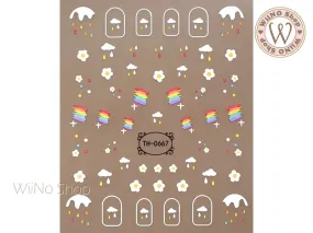 Rainbow Raining Day Adhesive Nail Art Sticker - 1 pc (TH-0667)