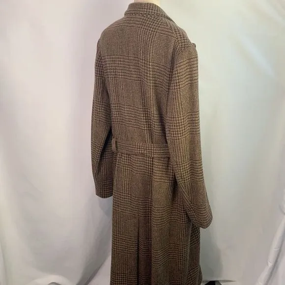 Ralph LaurenTan Plaid Full Length Wool Coat