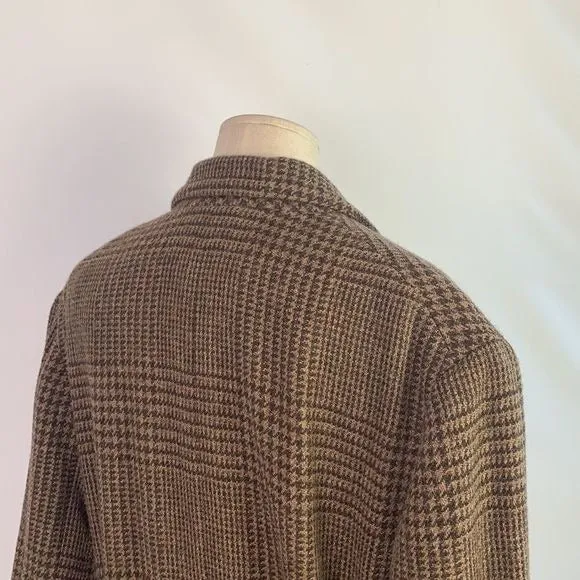 Ralph LaurenTan Plaid Full Length Wool Coat