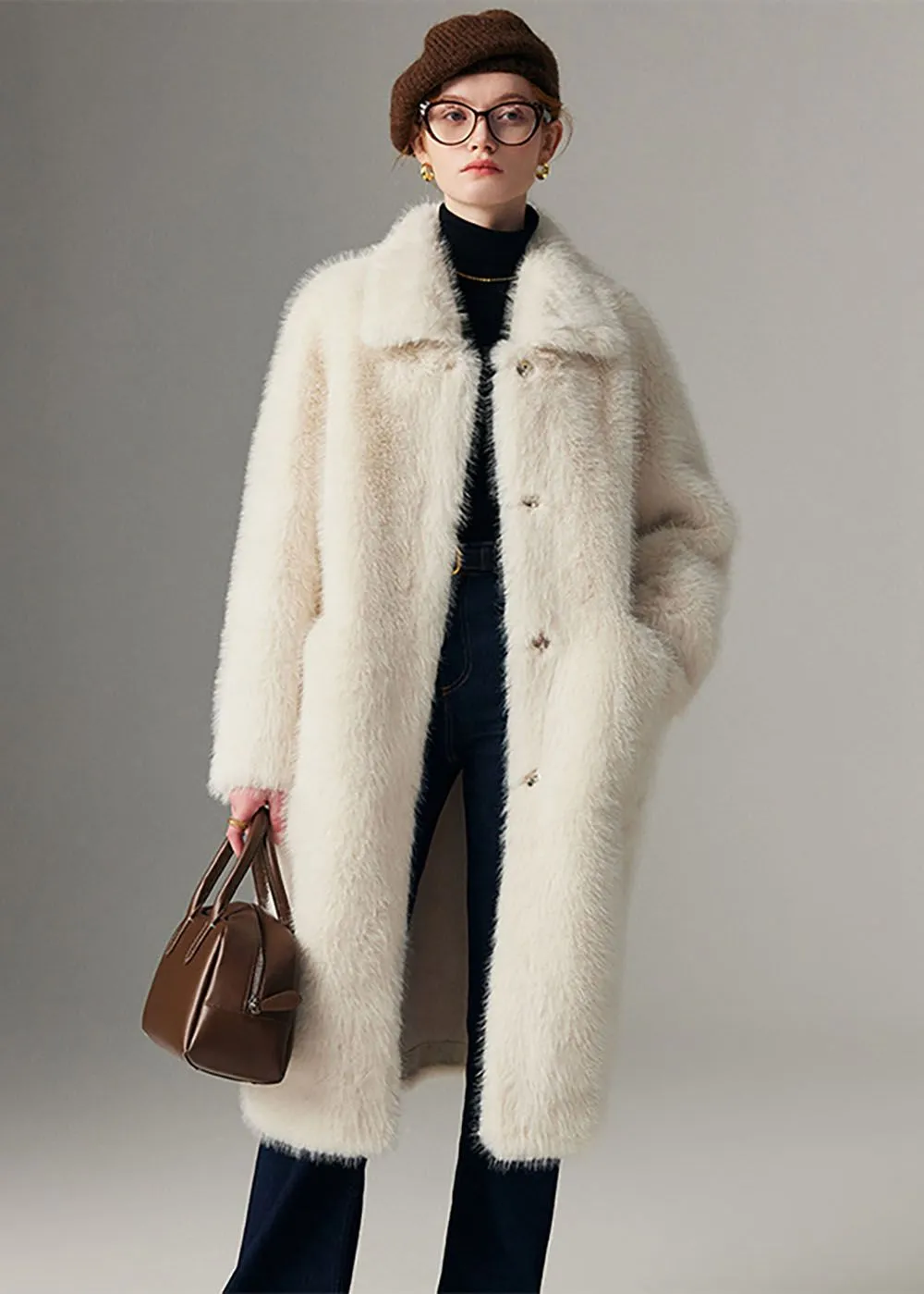 Raven High Pile Fur Long Coat