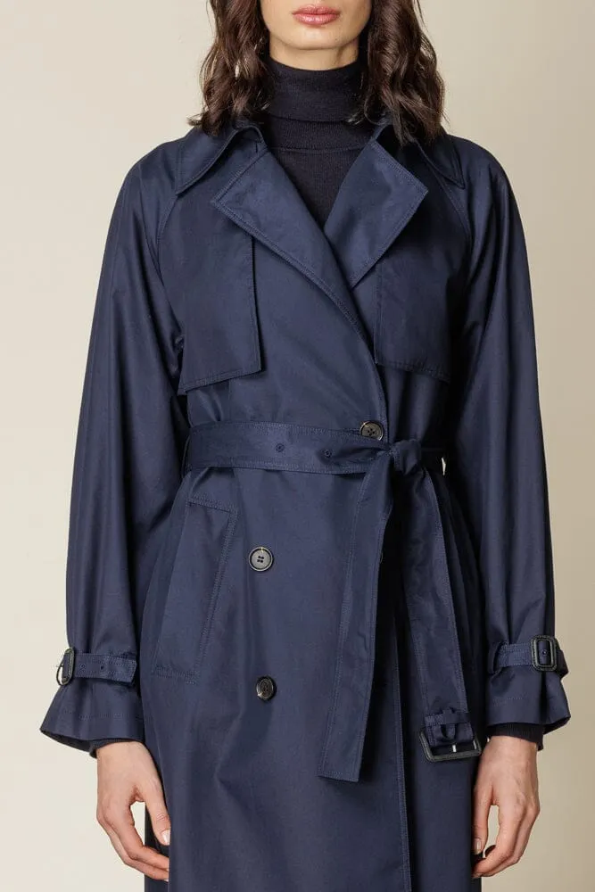 (RTW) Maddie Trench Coat - Navy Cotton Gabardine