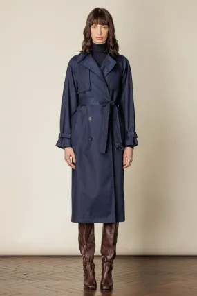 (RTW) Maddie Trench Coat - Navy Cotton Gabardine