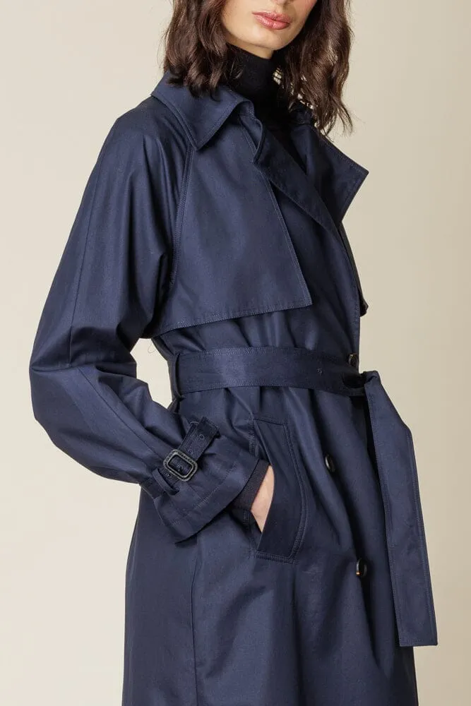 (RTW) Maddie Trench Coat - Navy Cotton Gabardine