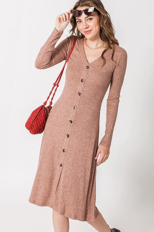 Ruby Button Down Dress in Light Brown