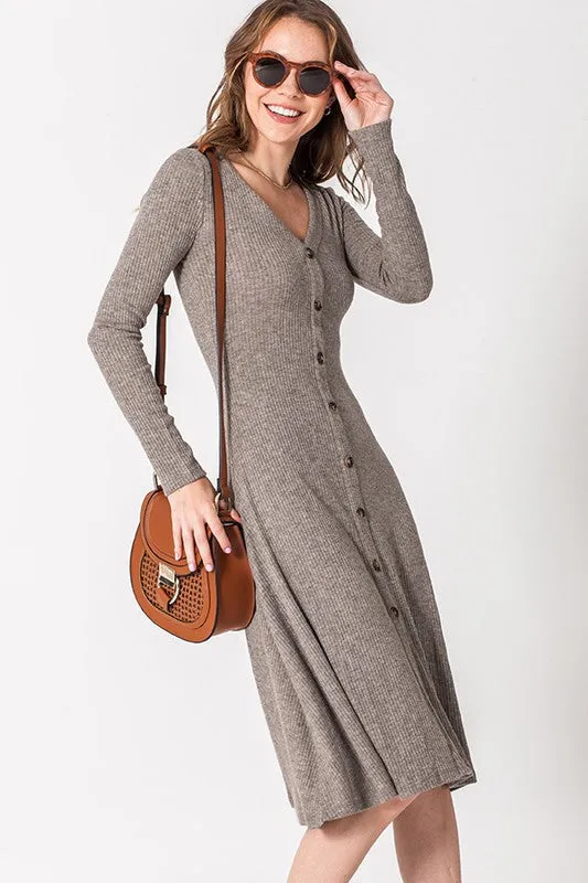 Ruby Button Down Dress in Mocha