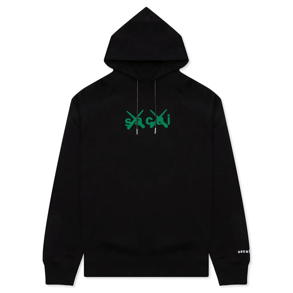 Sacai x Kaws Flock Print Hoodie - Black/Green