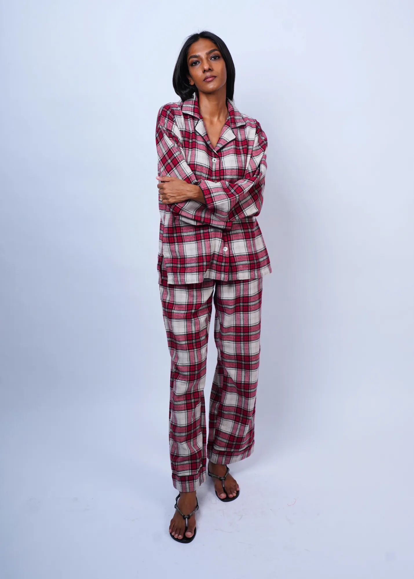 Sharan Boxy PJ 2pc Set - Warm Red Flannel