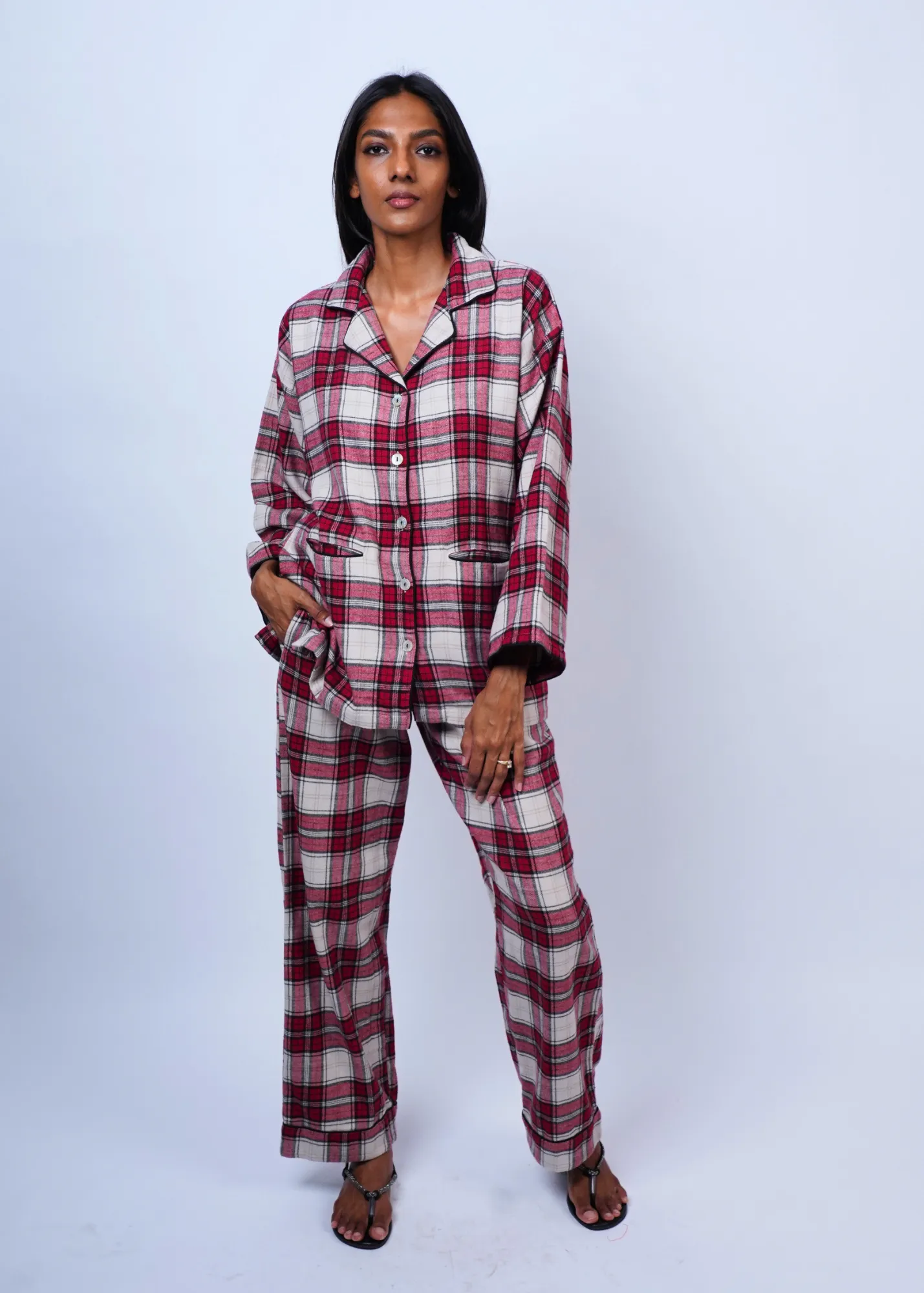 Sharan Boxy PJ 2pc Set - Warm Red Flannel