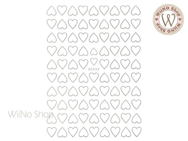 Silver Heart Frame Adhesive Nail Art Sticker - 1 pc (WG434S)