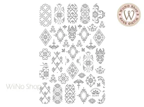 Silver Moroccan Pattern Adhesive Nail Art Sticker - 1 pc (R349-S)