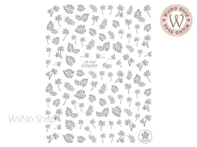 Silver Palm Tree Leaves Adhesive Nail Art Sticker - 1 pc (CB-047S)