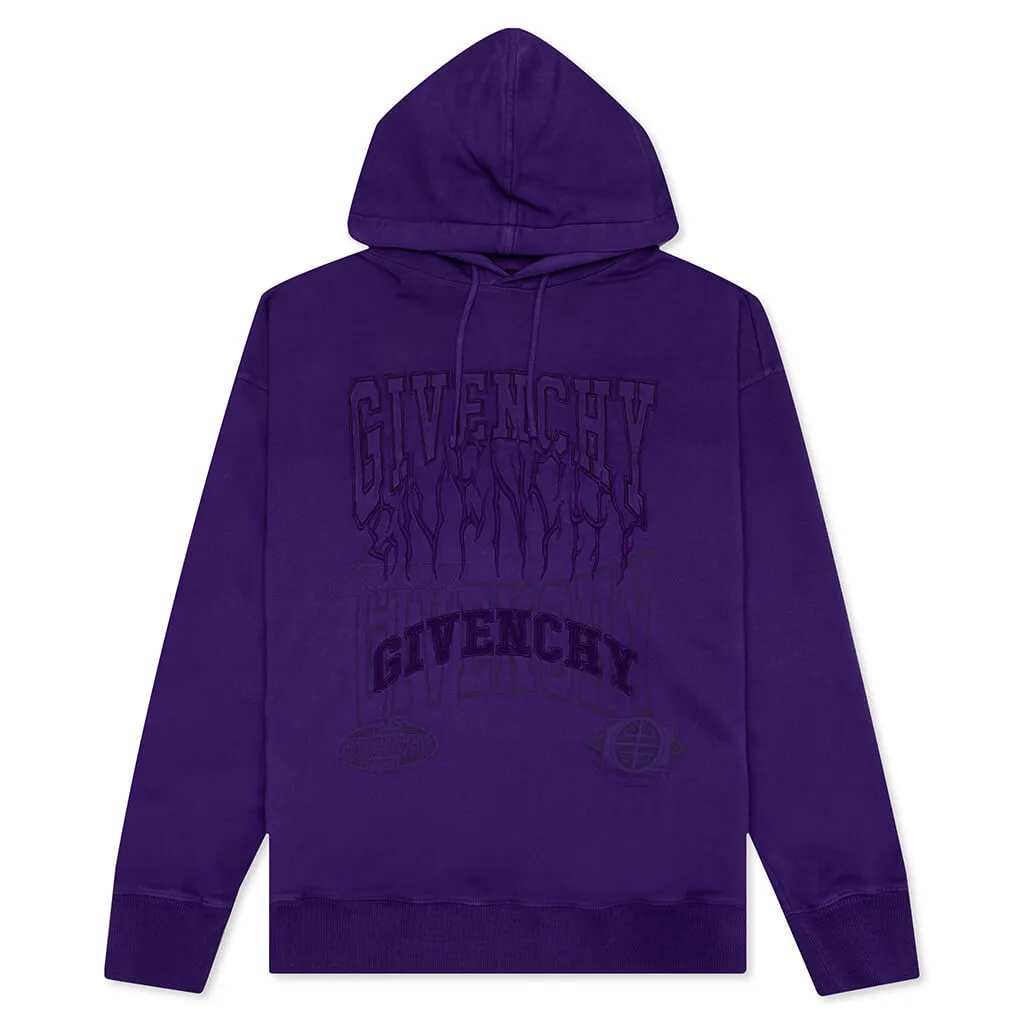 Slim Fit Print Hoodie - Purple