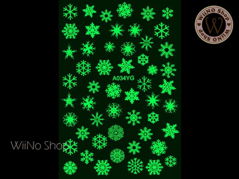 Snowflake Glow in the Dark Adhesive Nail Art Sticker - 1 pc (A034YG)