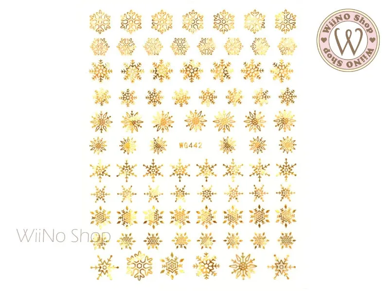 Snowflake Gold Holographic Adhesive Nail Art Sticker - 1 pc (WG442GH)