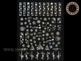 Snowflake Silver Holographic Adhesive Nail Art Sticker - 1 pc (DH-196)