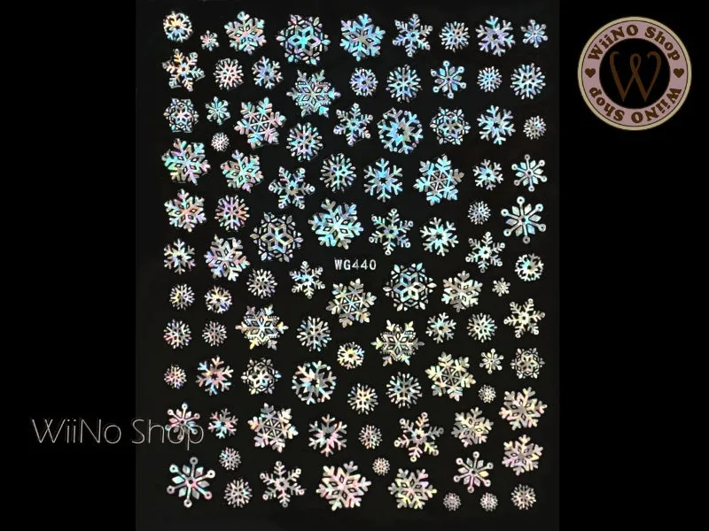 Snowflake Silver Holographic Adhesive Nail Art Sticker - 1 pc (WG440SH)