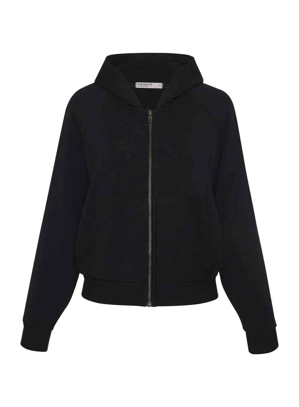 Softest Fleece Cropped Zip-Up Hoodie in Black