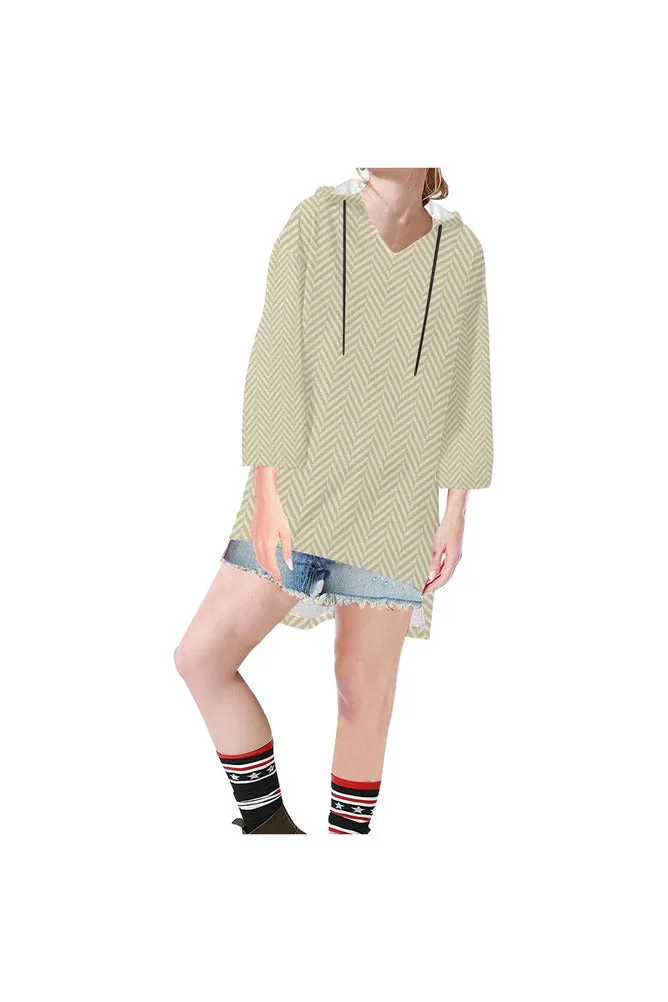 Soybean & Sweet Corn Herringbone Step Hem Tunic Hoodie for Women (Model H25)