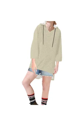 Soybean & Sweet Corn Herringbone Step Hem Tunic Hoodie for Women (Model H25)