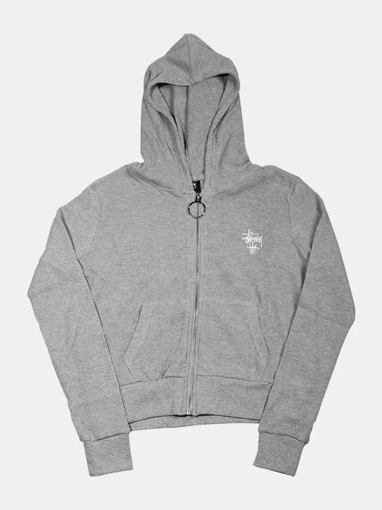 Stussy Owens Waffle Hood - Grey Marle