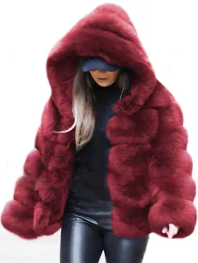 Stylish Women's Faux Fur Coat with Lace-Up Design