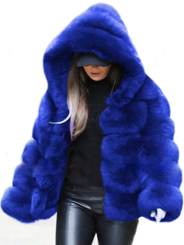 Stylish Women's Faux Fur Coat with Lace-Up Design