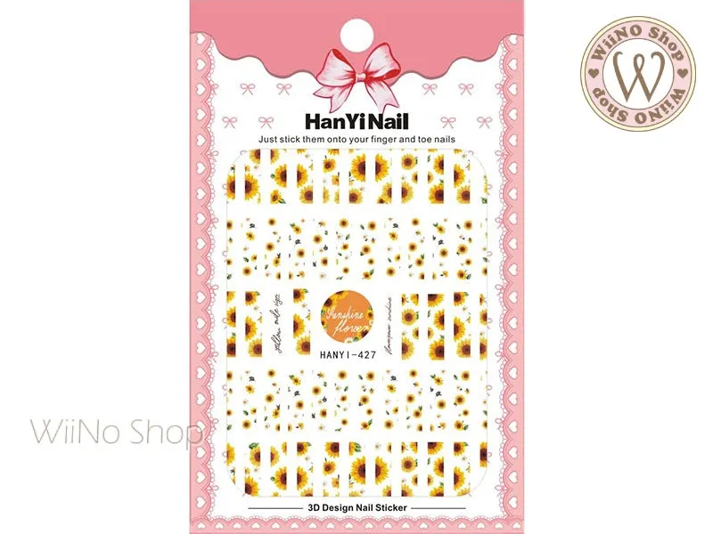 Sunflower Stripe Adhesive Nail Art Sticker - 1 pc (HY-427)