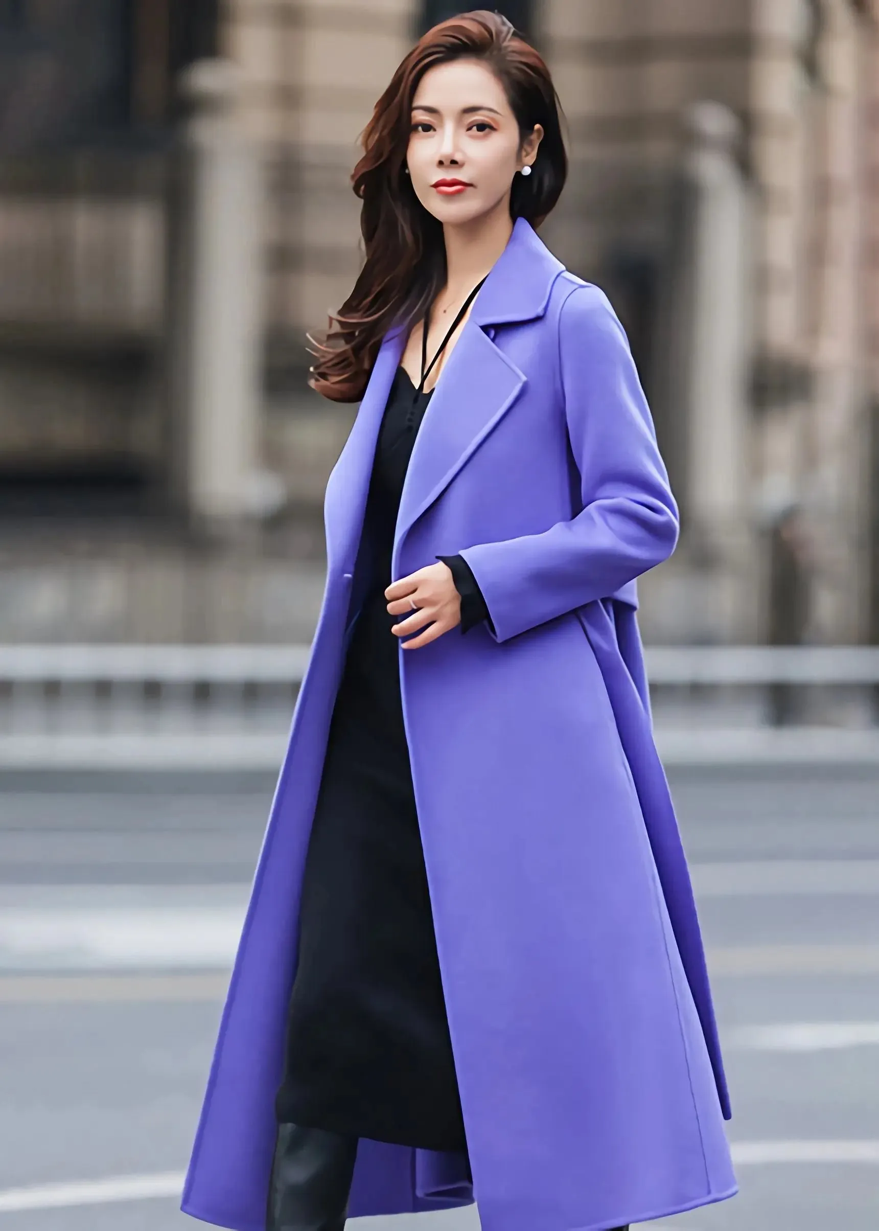 Teri Two Button Notched Collar Double Face Wool Coat