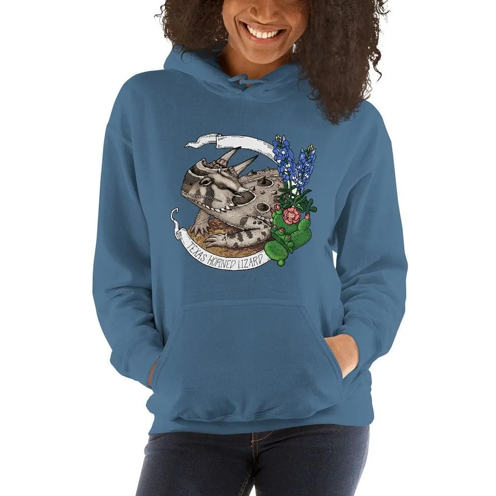 Texas Horned Toad Lizard Banner Hoodie, Cute Lizard Reptile Pullover