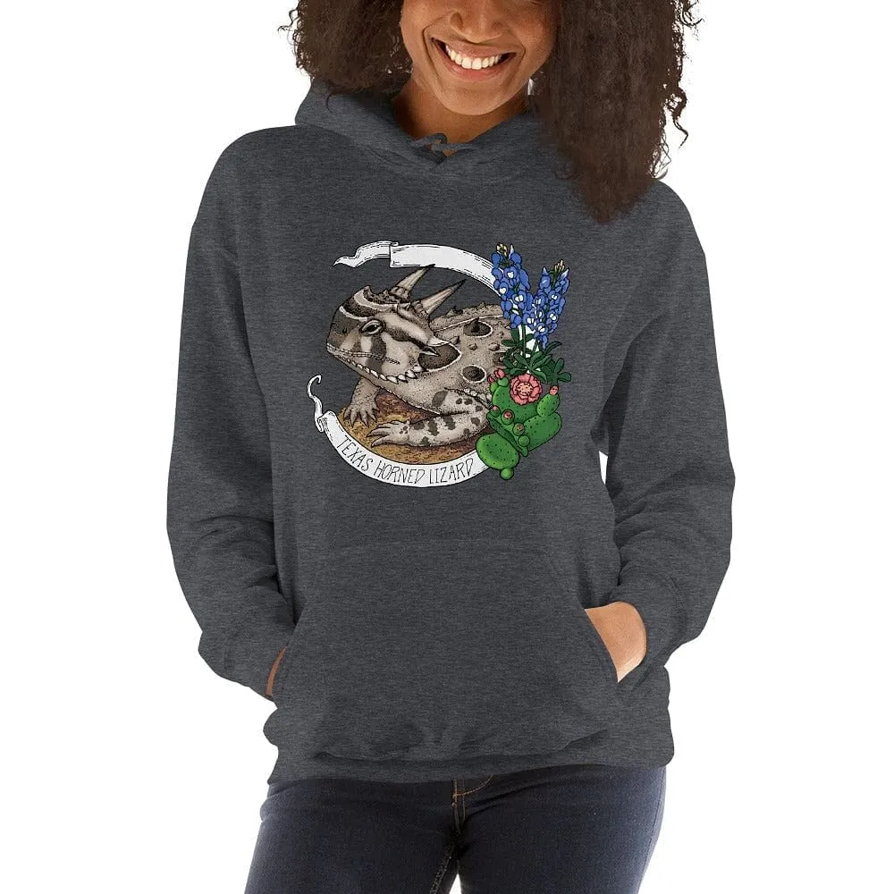 Texas Horned Toad Lizard Banner Hoodie, Cute Lizard Reptile Pullover