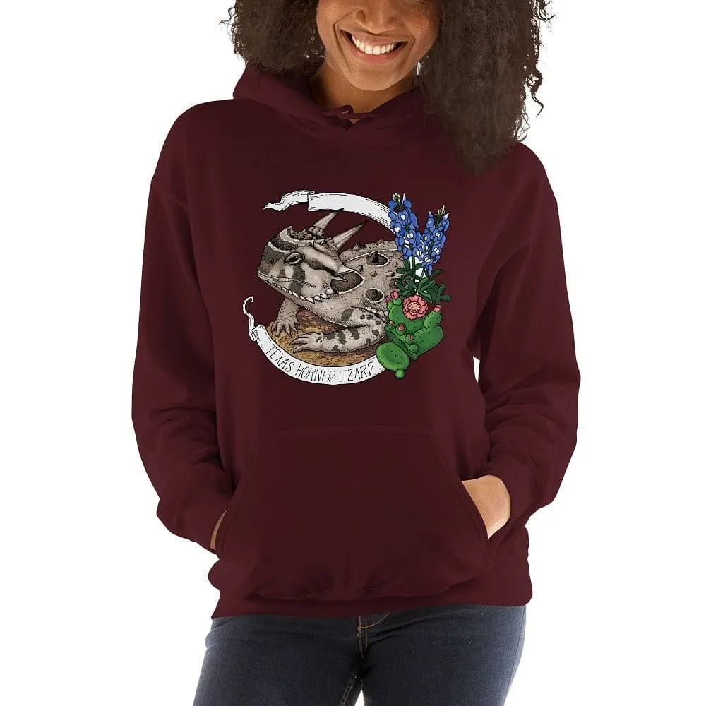 Texas Horned Toad Lizard Banner Hoodie, Cute Lizard Reptile Pullover