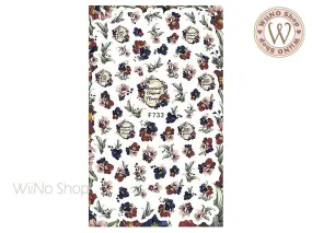 Vintage Flower Adhesive Nail Art Sticker - 1 pc (F733)