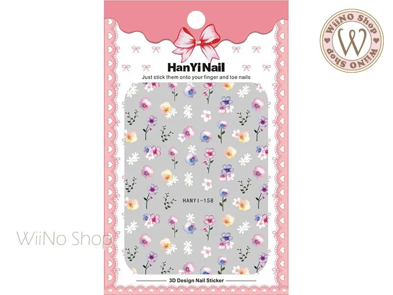 Watercolor Pansy Flower Adhesive Nail Art Sticker - 1 pc (HY-158)