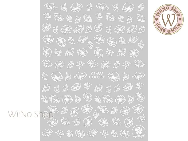 White Primrose Flower Adhesive Nail Art Sticker - 1 pc (CB-055W)