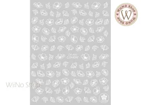 White Primrose Flower Adhesive Nail Art Sticker - 1 pc (CB-055W)