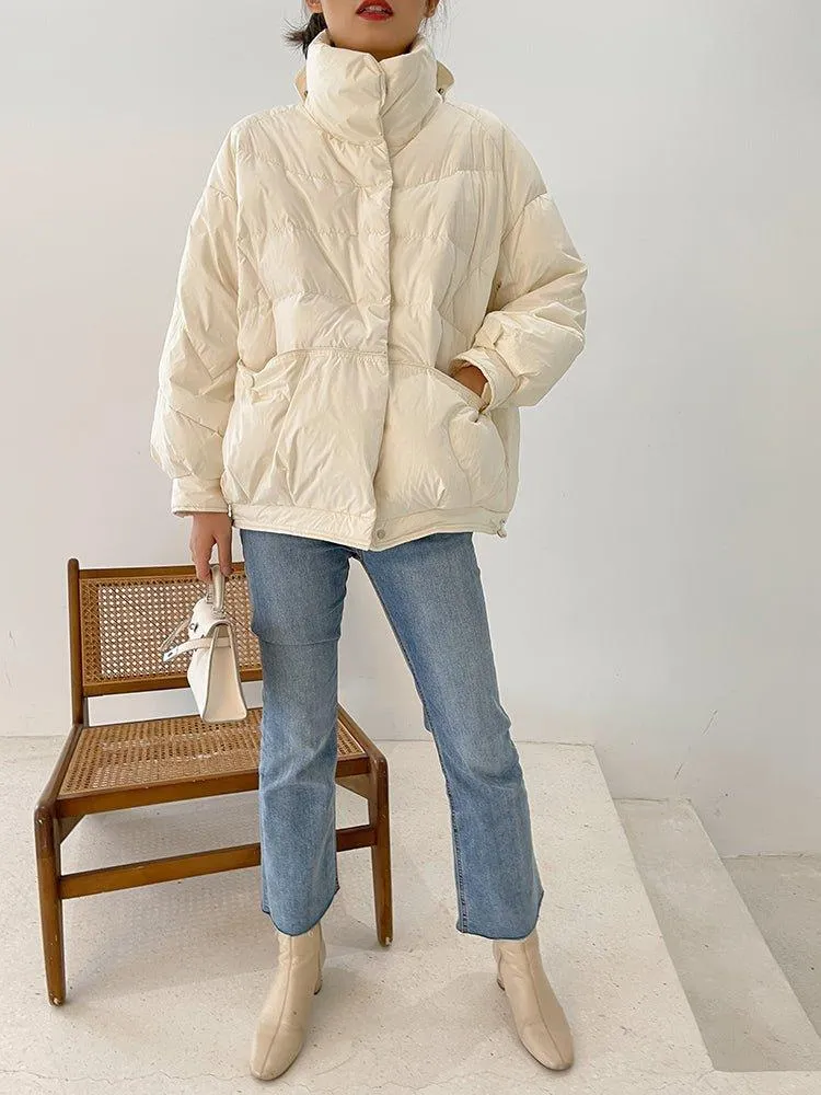 White Quilted Down Puffer Jacket Coat