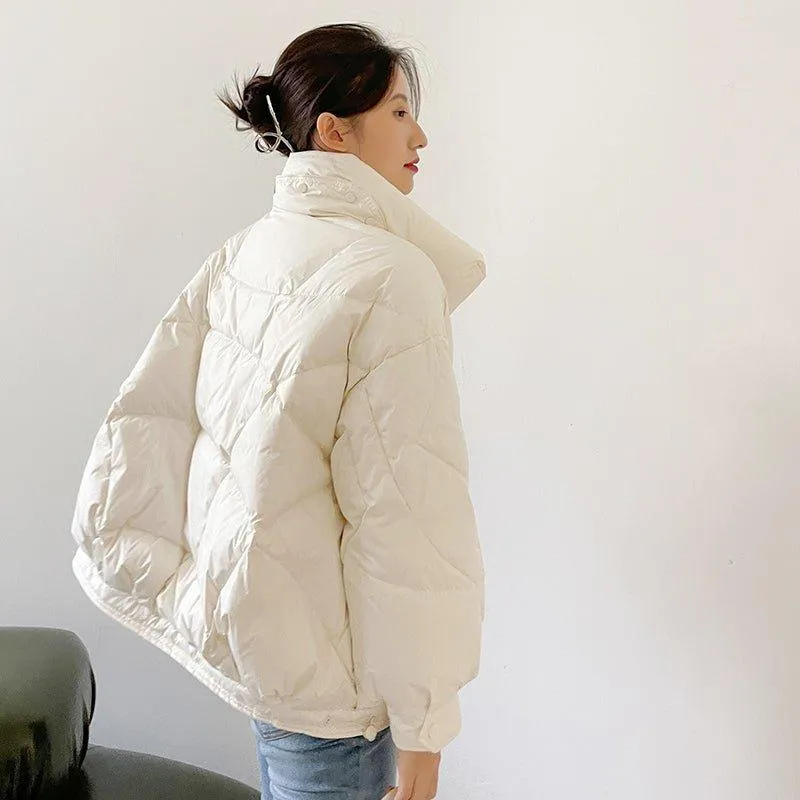 White Quilted Down Puffer Jacket Coat