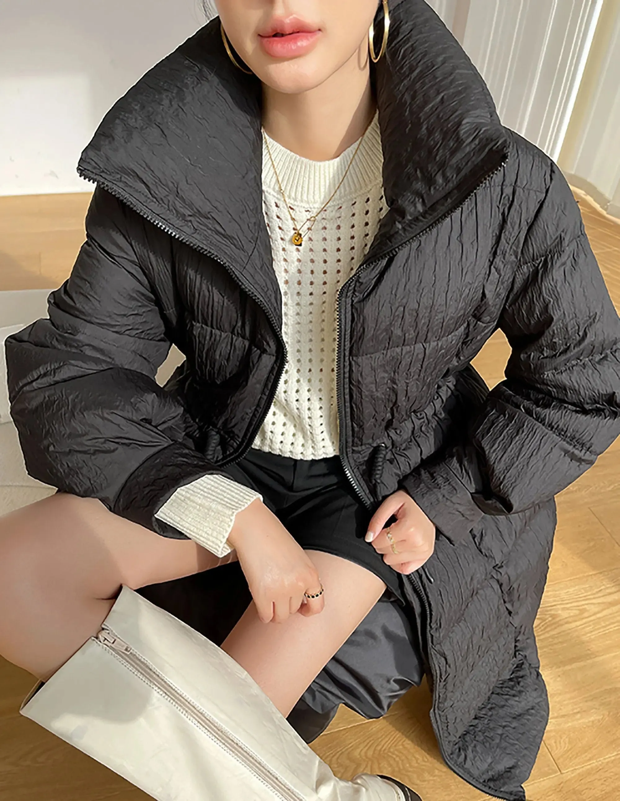 Women Black Long Down Coat,Oversize Down Jacket,Black Puffer Coat,Casual Warm Puffy Coat,Quilted Down Puffer Padded Coat,Warm Puffy Coat