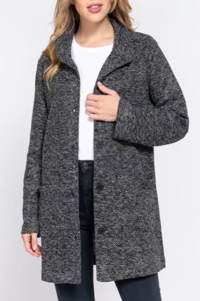 Women's Long sleeve high neck button down coat